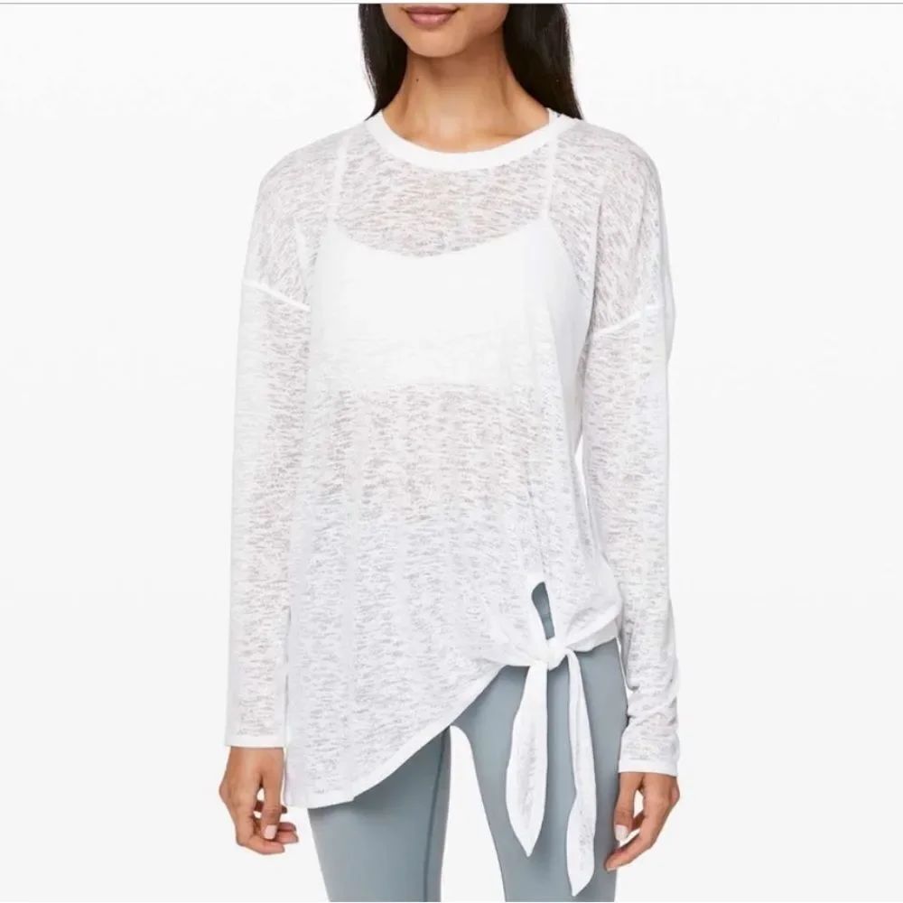 Lululemon Tie Your Practice Long Sleeve Tee White Burnout